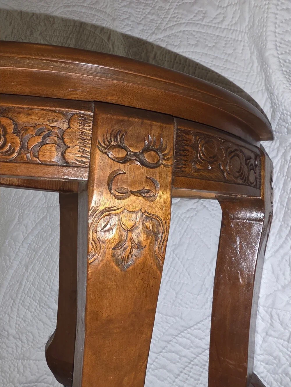Vintage 1950s Mid Century Carved Wooden Chinese Claw Footed Table Stool